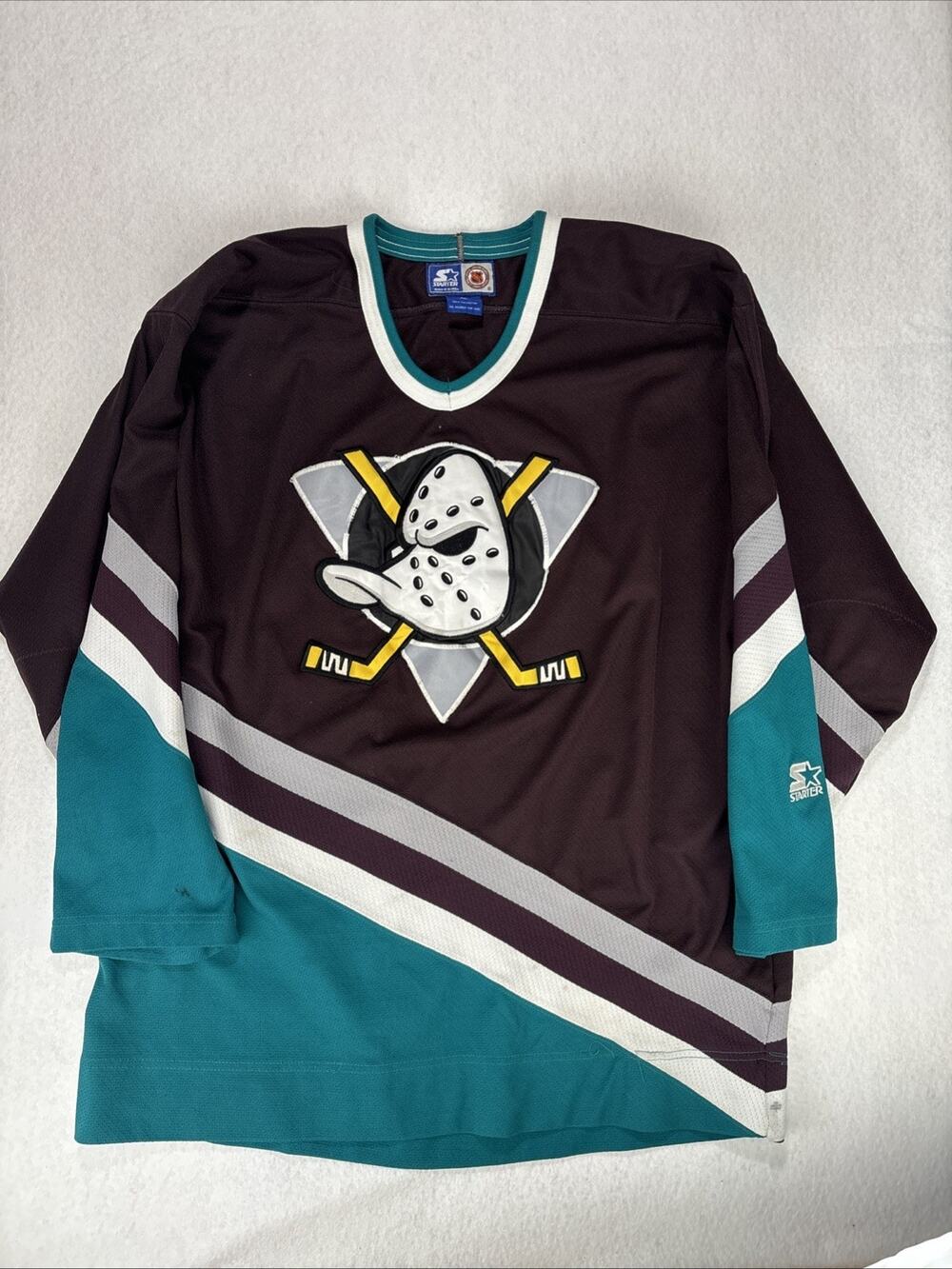 Vintage 90s Starter Anaheim Mighty Ducks Hockey Jersey NHL Stitched Mens Sz XL